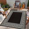 Tapete de Área com Borda Chave Grega Preto e Branco Clássico Antiderrapante para Interior e Exterior Sala de Estar Quarto Varanda Decoração de Casa Tapete