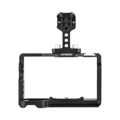 Andoer Klec fotoaparátu + sada horní rukojeti z hliníkové slitiny Videoklec fotoaparátu s držáky na studené botky