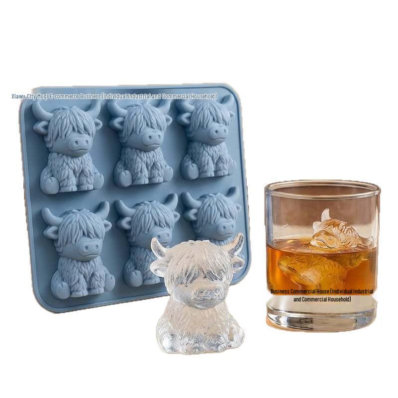 Easter Bunny & Highland Cow Silicone Mold Single Highland Cow Ice Mold