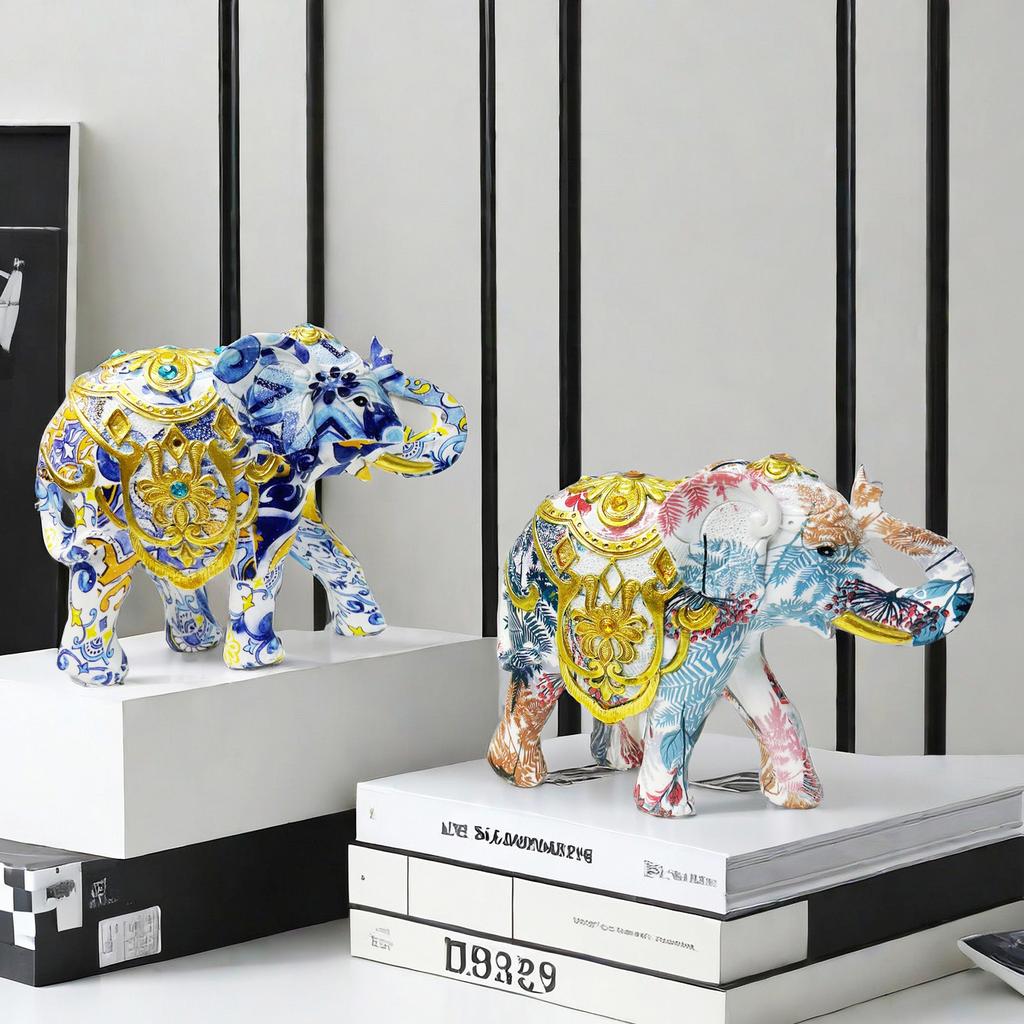 Derniers Ornements Éléphant Bébé Colorés Table de Maison Design Créatif Décoration en Résine Entrée Maison Artisanat Durable