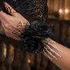 Durable Gothic Wrist Ornament Flower Corsage for Halloween Party, Black Wedding Corsage, Romantic Novelty Party Floral Accessory Day of The Dead Prom,