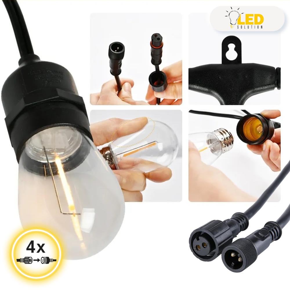 Gartenlichtkette 10m x 20 E27 Glühbirnen wasserdicht IP65 ganzjährig