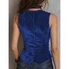 Women S Sleeveless Velvet Button Front Slim Fit Vest