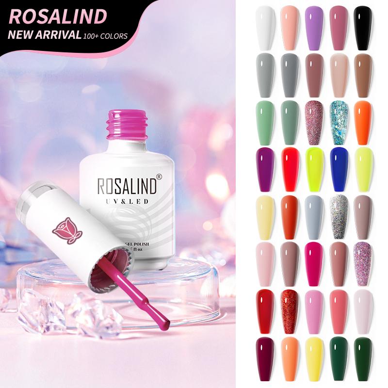 ROSALIND 15ml Whit Glass Bottle Gel Nail Polish Soak Off UV Gel Polish Base Top Coat Nail Polish Varnish Hybrid Gel Polish