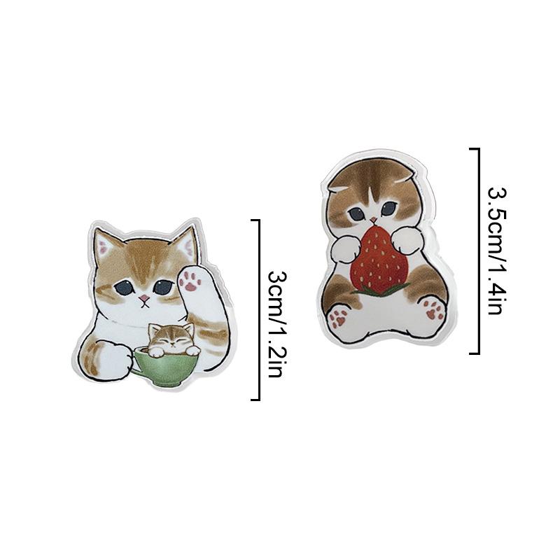 1Pc Acrylic Exquisite Bag Pin Petite Badge Cartoon Cat Brooch