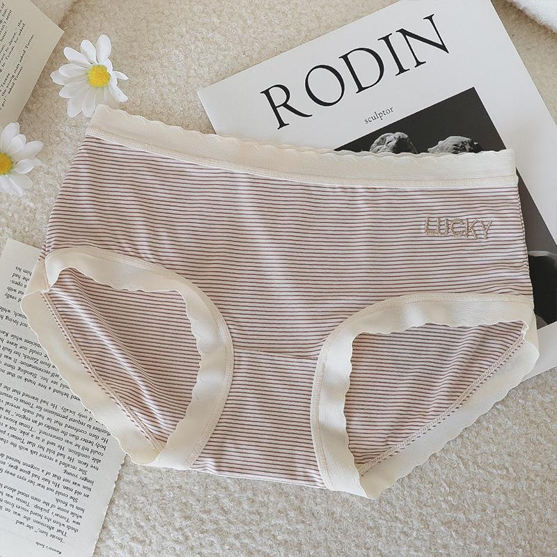 Spodní prádlo Dámské čisté bavlněné antibakteriální prodyšné proužek ve střední části pasu pohodlné hip lift sexy velké roztomilé dámské trojúhelníkové šortky