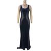 2024 Winter Women's U-Neck Solid Color Slit Vest Dress