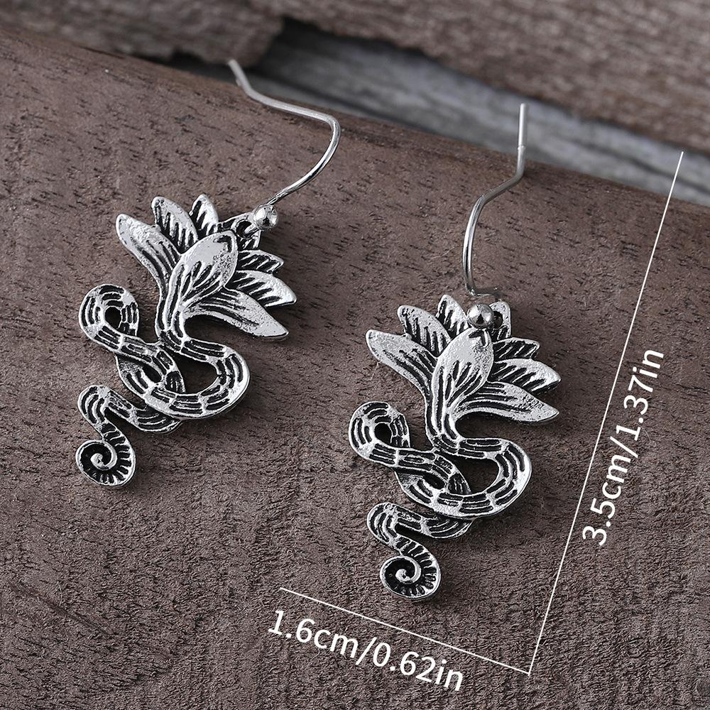 Bohemian Style Retro Lotus Snake-shaped Temperament Entwined Earrings