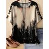 Summer 3D Printed Color Retro Flowers Striped Pattern T-shirt Loose Comfortable Large Size Fashion O-neck T-shirt
