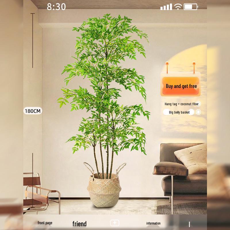 Nandina Luxus Kunstbaum - Dekorative Bionische Grüne Pflanze für Innenräume mit Seidenblumen für die Wohnzimmer-Landschaftsgestaltung.