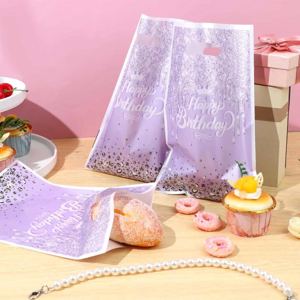 Jeffdad 30Pcs Glitter Diamonds Birthday Party Favor Bags, Cute Birthday Party Candy Bags Cookie Bags for Girls Women Birthday Party Decorations