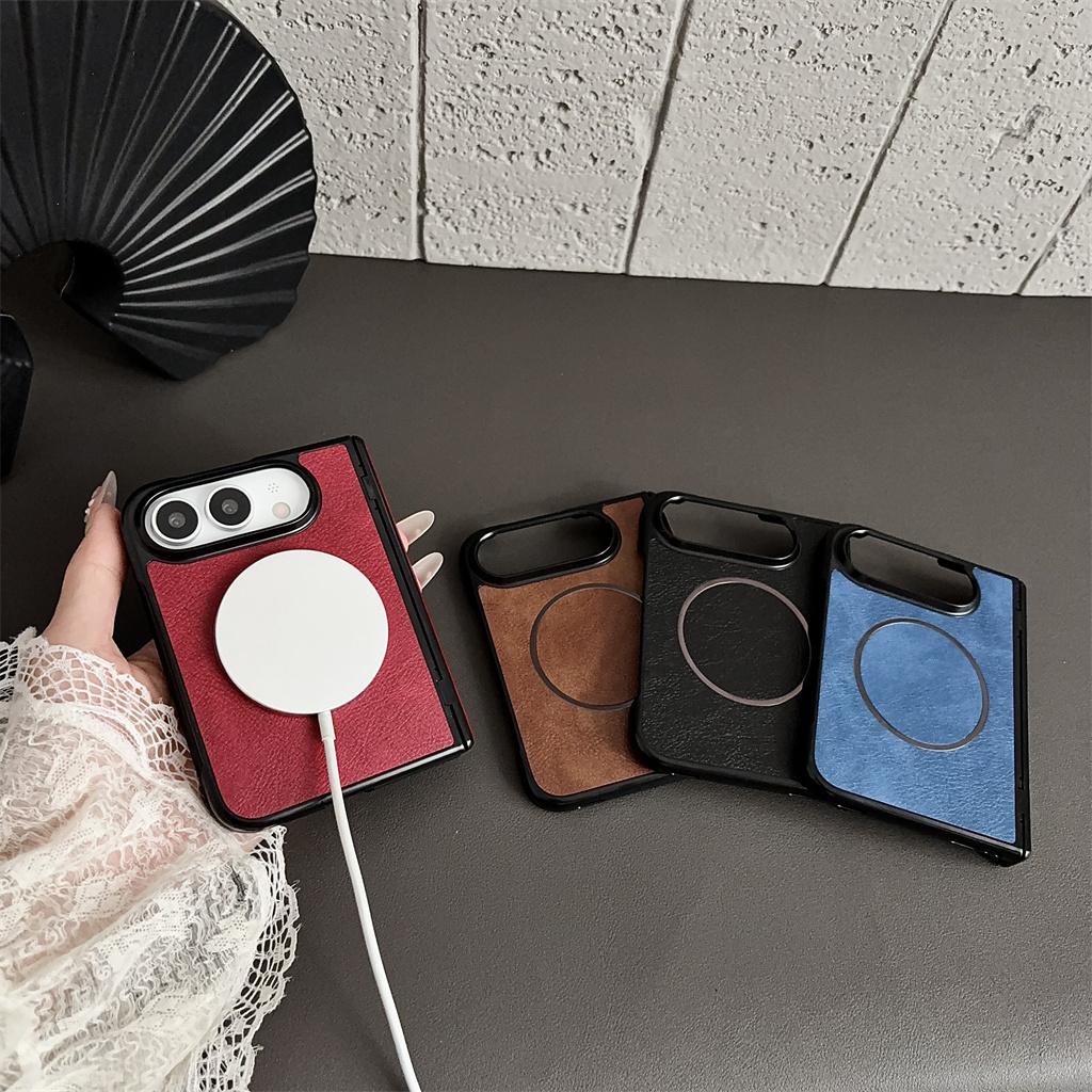Retro PU Leather Hinge Full Protection Shockproof For MagSafe Magnetic Phone Case For Apple iPhone Ultra 18 Fold Hard Cover