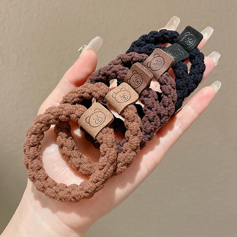 Kleiner Bär Hochelastisches Kaffee-Haargummi für Frauen und Mädchen - Langlebig, Schlicht und Elegant