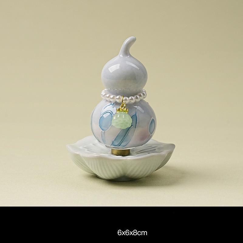 Jingdezhen Art Deco Good Fortune Gourd Ceramic Handicraft Ornament Rotatable Tea Pet Desktop Decor Elegant Gift for Women