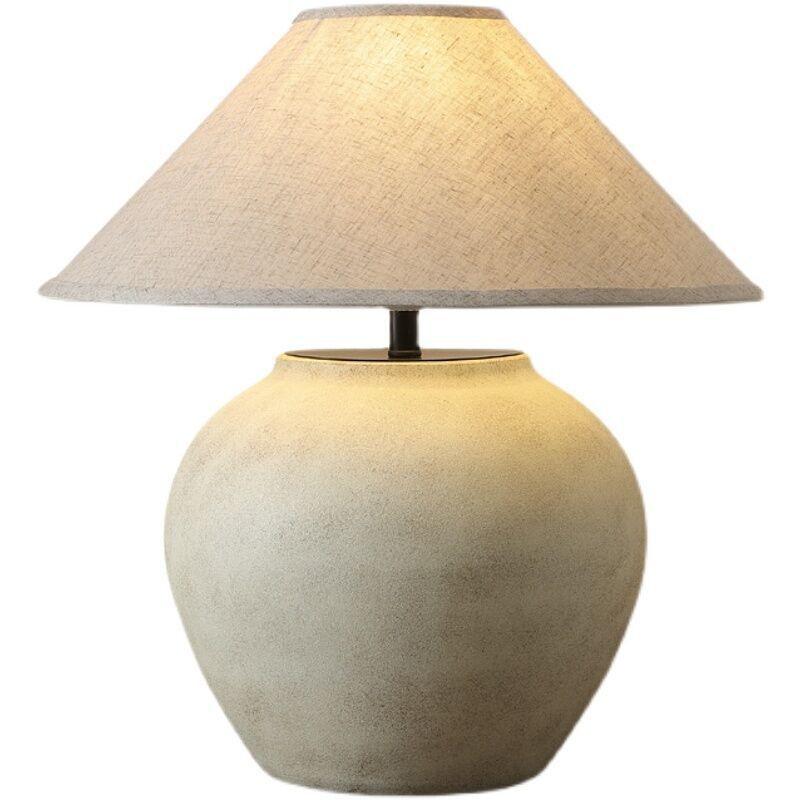 Wabi-Sabi Terracotta Table Lamp for Bedroom, Living Room & Hotel Décor - Japanese Retro Style