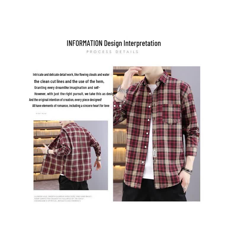Yalu Men's Loose Fit Plaid Short-Sleeve Shirt