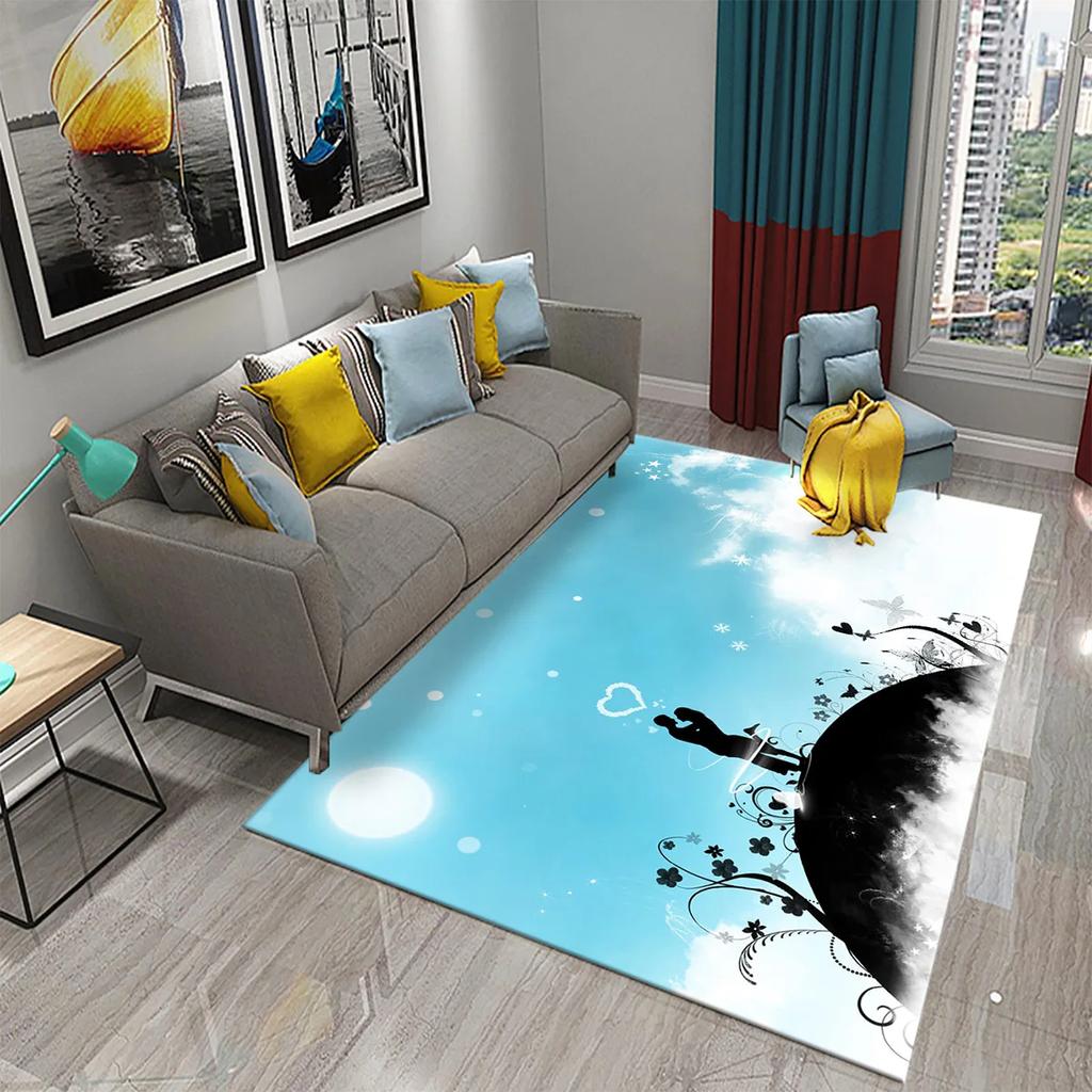 Romantic Valentines Day Love Printed Pattern Carpet Bedroom Non-slip Mat Home Living Room Bathroom Kitchen Home Decoration Mat