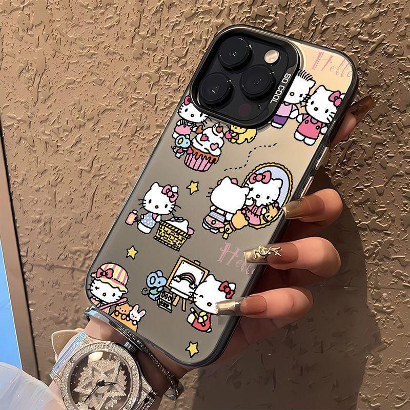 Applicable to Apple 11 mobile phone case iPhone11/11Pro cartoon color silver hard case Huawei p11 full screen kt cat