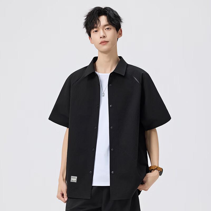 Mark Fairwhale Men's Short-Sleeved Casual Shirt Jacket