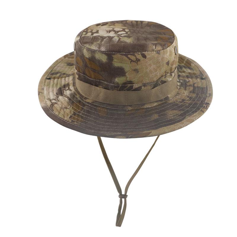 Men's Camouflage Bucket Hat Set: Multifunctional, Breathable, Sun-Protective Fishing Hat with Round Brim.
