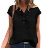 V-hals kortermet knapper enkel t-skjorte dame ensfarget genser topp dameklær