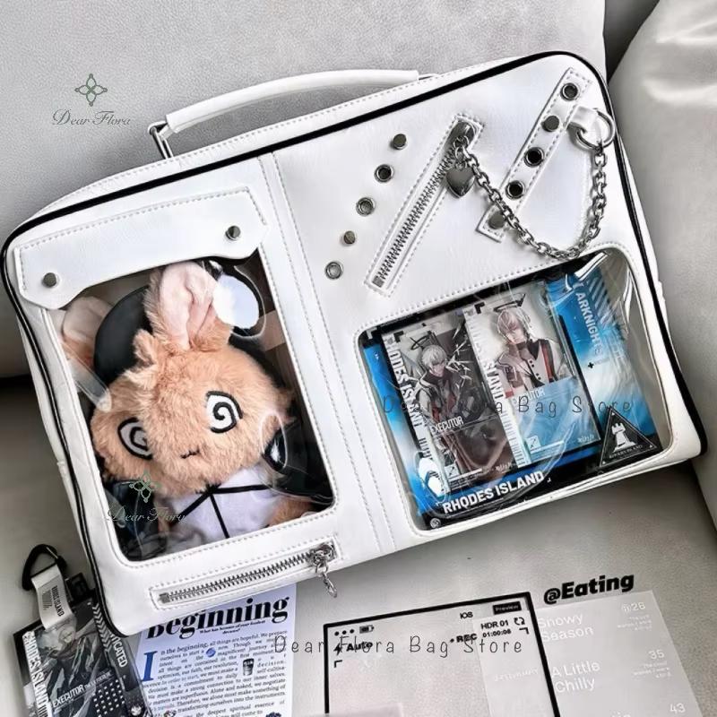 

Y2K Women Ita Shoulder Bag Girls Transparent Bag DIY Display Crossbody Fashion Handbag Backpack Students Bookbag Travel Knapsack 33.5x25.5x8cm белый