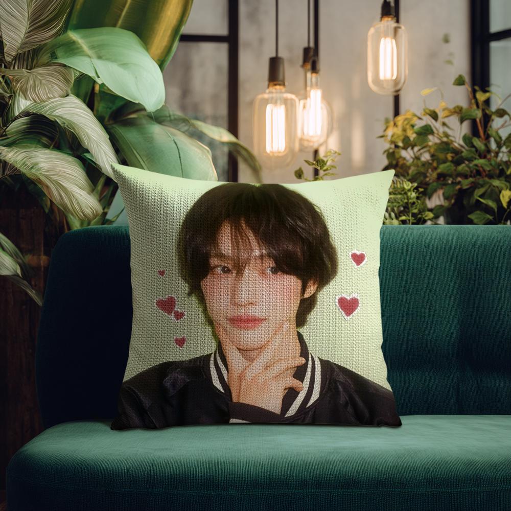 Hot Kpop Style Singer Park W-Wonbin Pillow Case Natural Linen Organic Fabric Double-Sided Printing Breathable Perfect For Home Decor