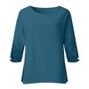 Women's Fashion Seven-Quarter Sleeve Round Neck Color Loose Casual Shirt Tops