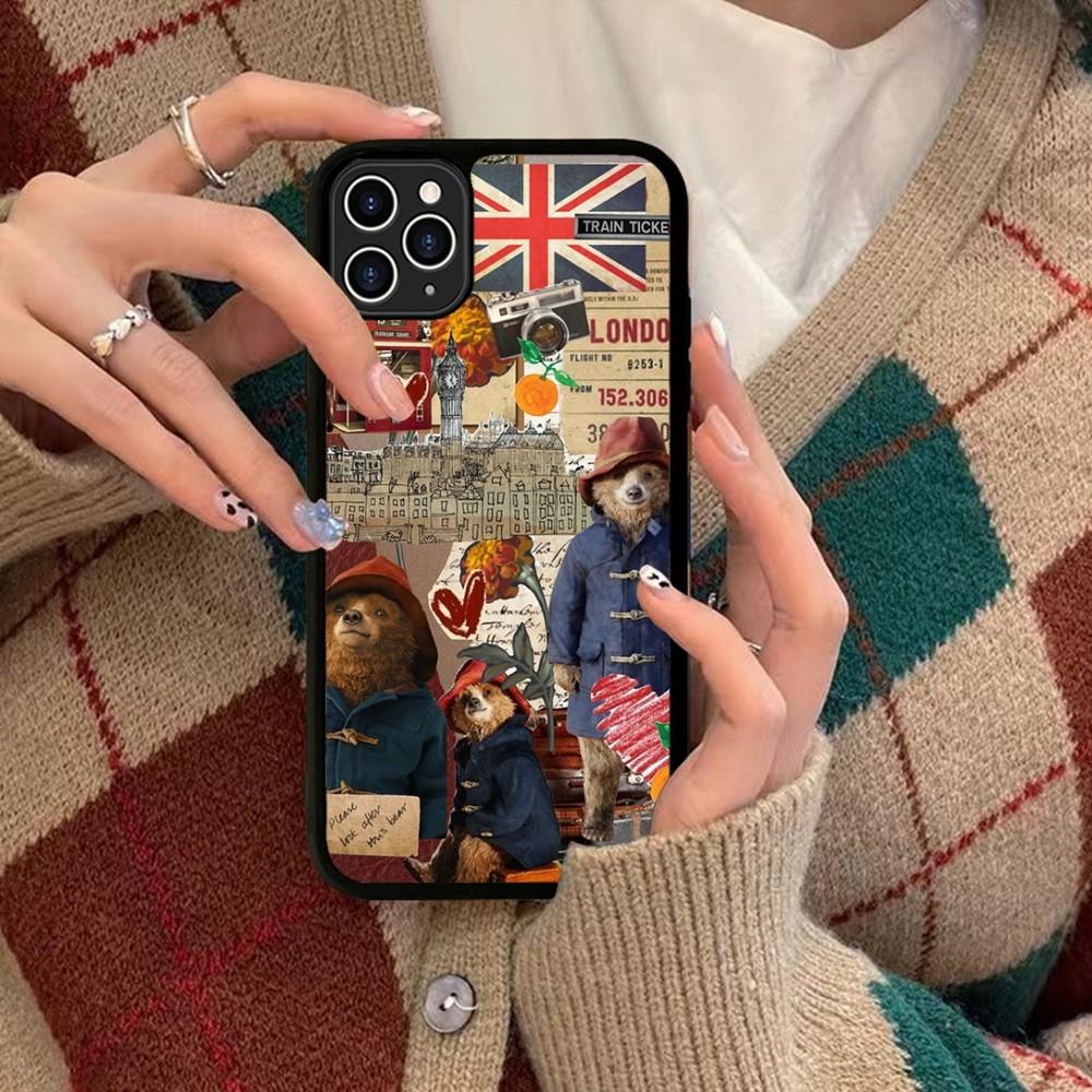 Cute P-Paddington Bear Phone Case Silicone PC+TPU For For IPhone 11 12 13 14 15 16 Plus Pro Max Cover