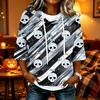 Women's Halloween Printed Hoodie Loose Fit Three-Quarter Sleeve Casual Top