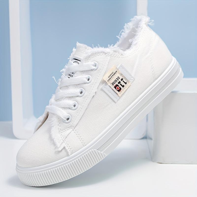 Herbst Neue Canvas Schuhe Damen Kleine Weiße Schuhe Studenten Flache Sohle Sportliche Board Schuhe Mode Vielseitig Weiche Sohle Große Größe Damen Einzelne Schuhe