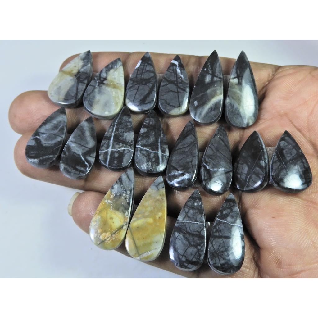 20-26MM Natural Picasso Jasper Matched Pair Pear Cabochon Gemstone 9Pair Lot C-786