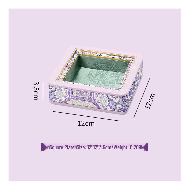 Premium Embroidered Jewelry Display Tray for Jade Pendants and Bracelets Brocade Purple Blue Dragon Royal Jewelry Tray