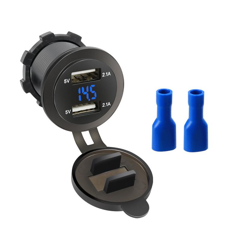12V-24V Dual Usb4.2A Car Fast Charging Lighter Sleeve Car Fast Charger Jack Socket for Automobile Ship Aircraft Tanker Truck