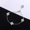 S925 Silver Four Leaf Grass Diamond Bracelet Full D Moissanite Adjustable Chain Wedding Engagement Party Women Birthday Gift