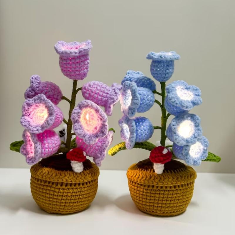 Versatiles Home Accent Crochet Valley Potted Plant LED Night Lights Suitable for Living Room or Stable