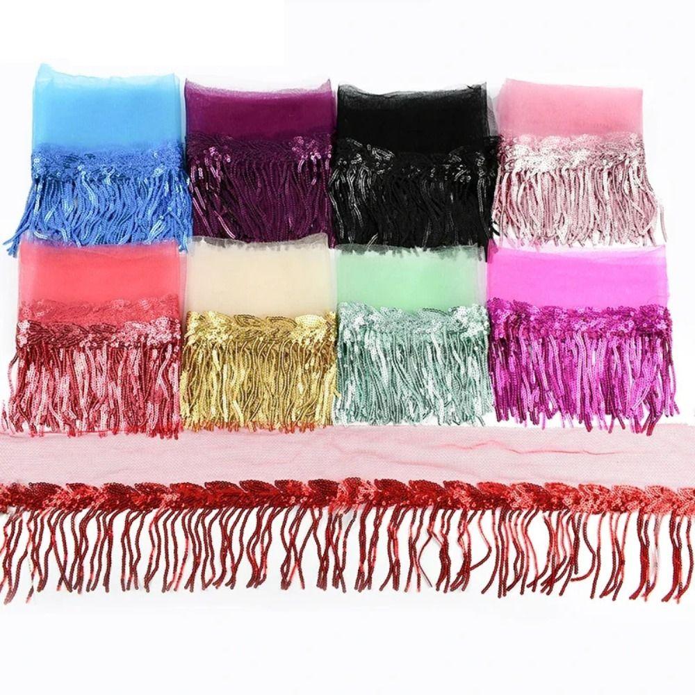 10 Yards DIY Accessories Lace Ribbon 20cm Width Glitter Tassels Decorative Trimmings Dance Costume