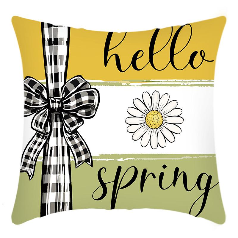 Fashionable Spring Flower Spring Elements Pillow Cover Linen Flower Cushion Pillow Cover