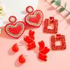Valentine's Day love handmade rice bead earrings petals geometric enamel stud earrings personalized fashion diamond earrings