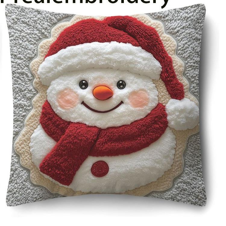 

Christmas is cute and fun!Santa Claus & Snowman pattern on pillowcase New Year home decoration 2d flat printing 16x16Inch