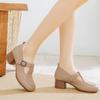 Zapatos femeninos mujeres lindo suave cuero beige correa de hebilla tacón cuadrado zapatos para trabajo de oficina dama tacones negros ab580