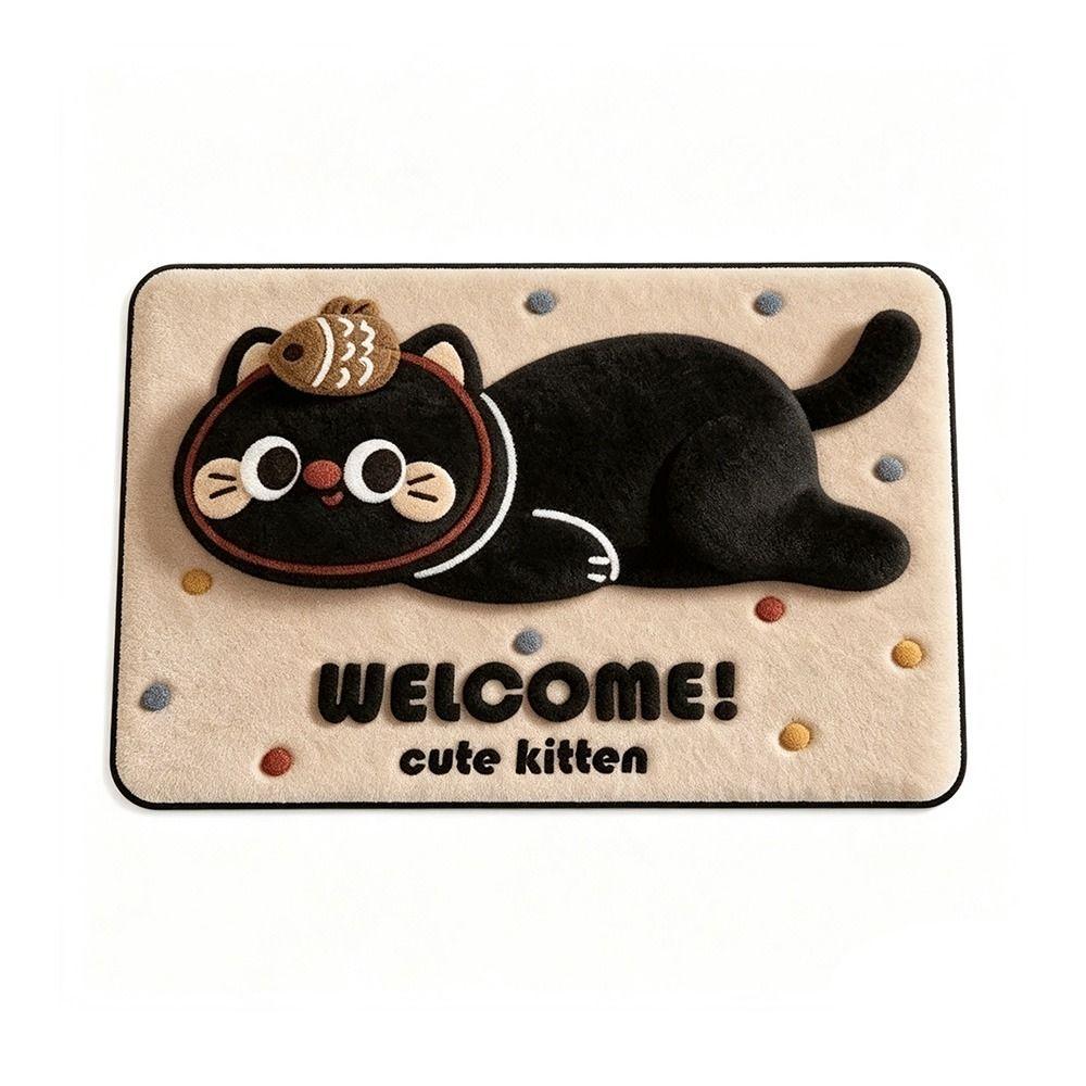 Non-Slip Backing Cartoon Floor Mat Water Absorbent Area Rug 3D Plush Animal Doormat Bathroom Rug