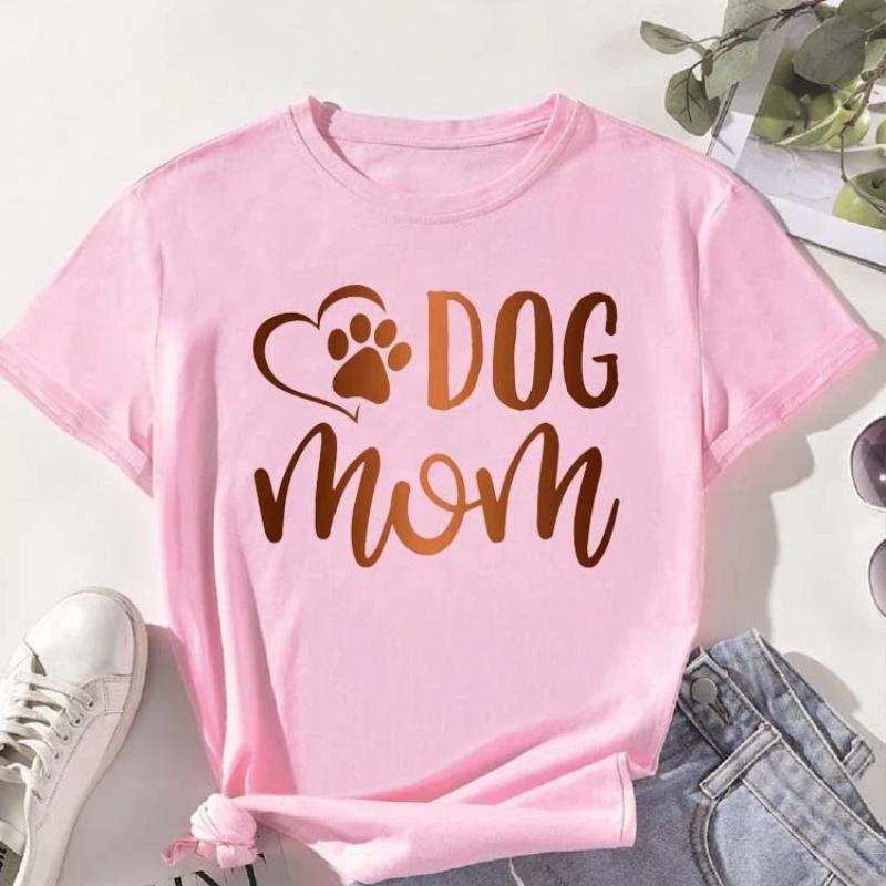 Trend Dog Mama Bedruckte Damen T-Shirts Mode Cartoon Grafikdruck T-Shirts Kleidung Damen Shirt Kurzarm Lässige Tees