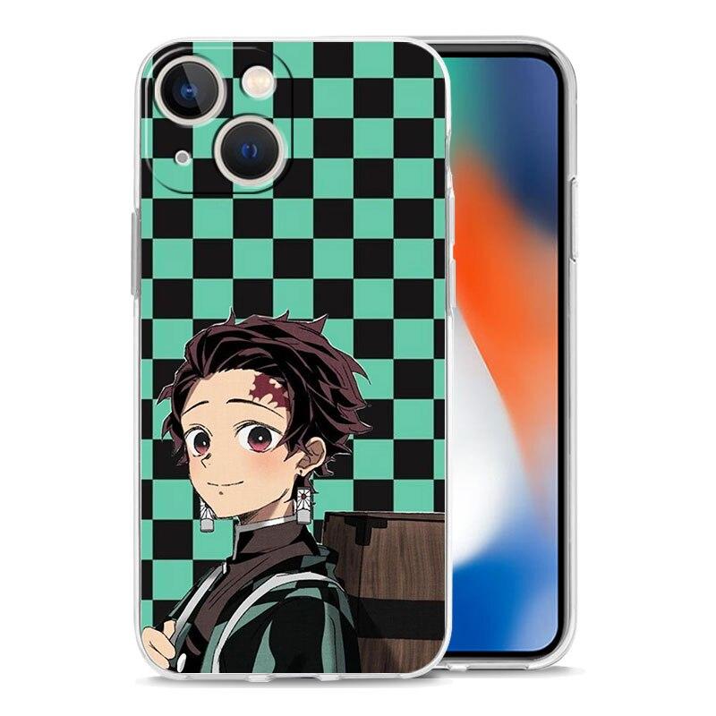 Demon Slayer Anime Logo Phone Case For iPhone 14 13 11 12 Pro Max X XR XS 7 8 Plus SE Transparent Soft Cover TPU Fundas Coque