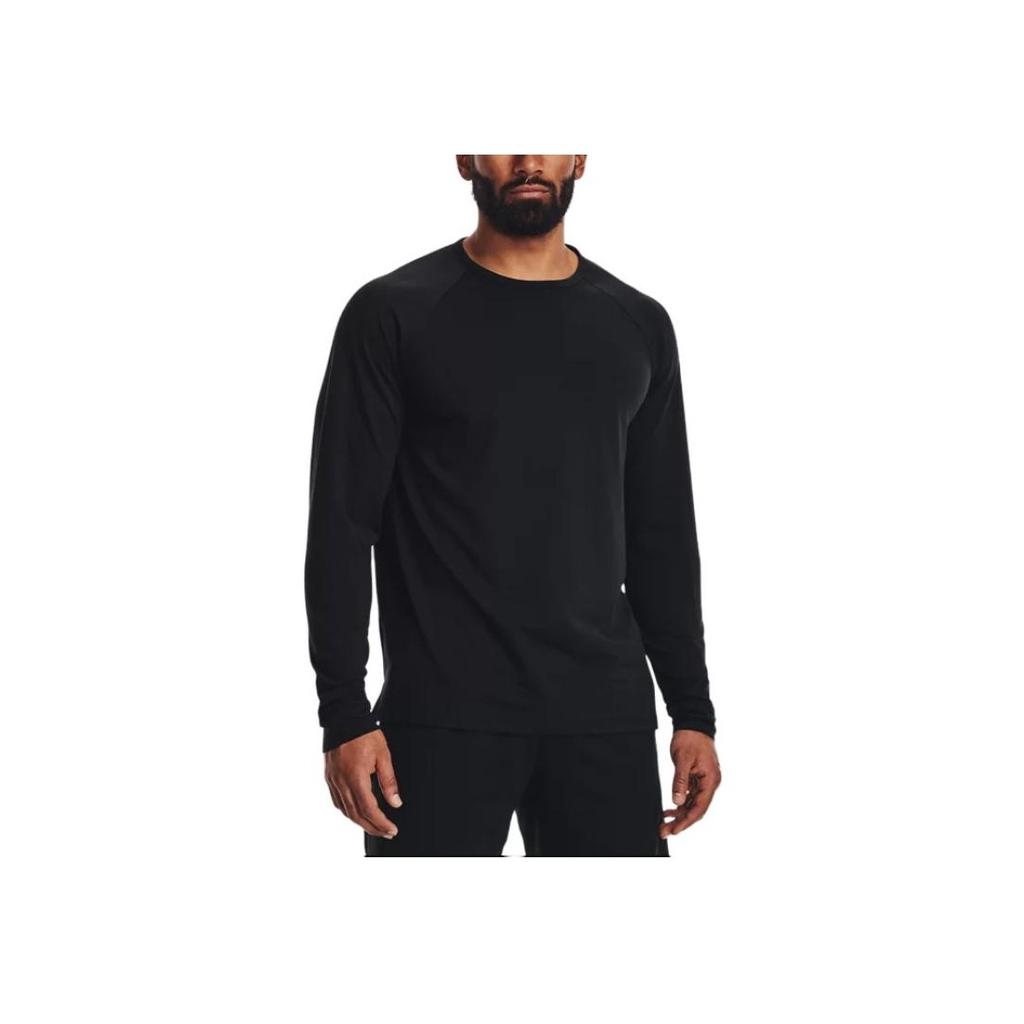 Under Armour Solid Crew Neck Pullover Sports Long Sleeve T-Shirt Men Tops Black 1378989-001