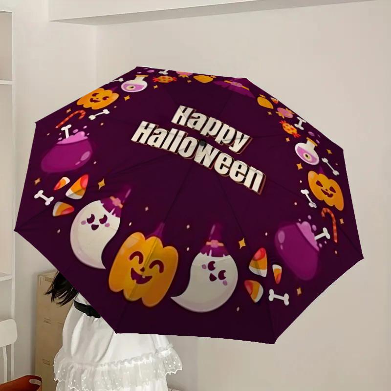 1 Stück Halloween Party Dekoration Regenschirm mit Kunststoffgriff, Geeignet für alle Jahreszeiten Zuhause Reise Outdoor RegenschirmDD1007