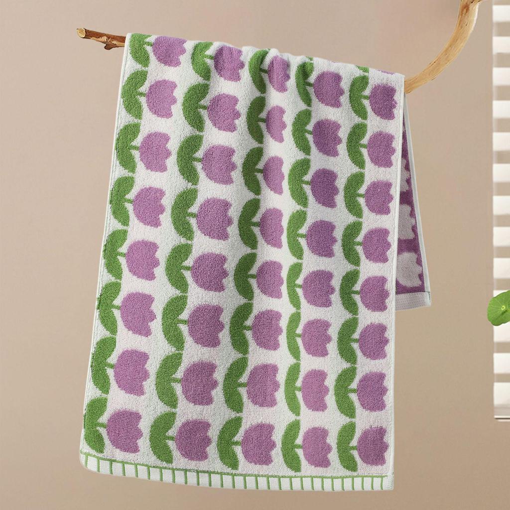 Thick, Absorbent Striped Cotton Face Towel - Soft Yarn-Dyed Design for Adults