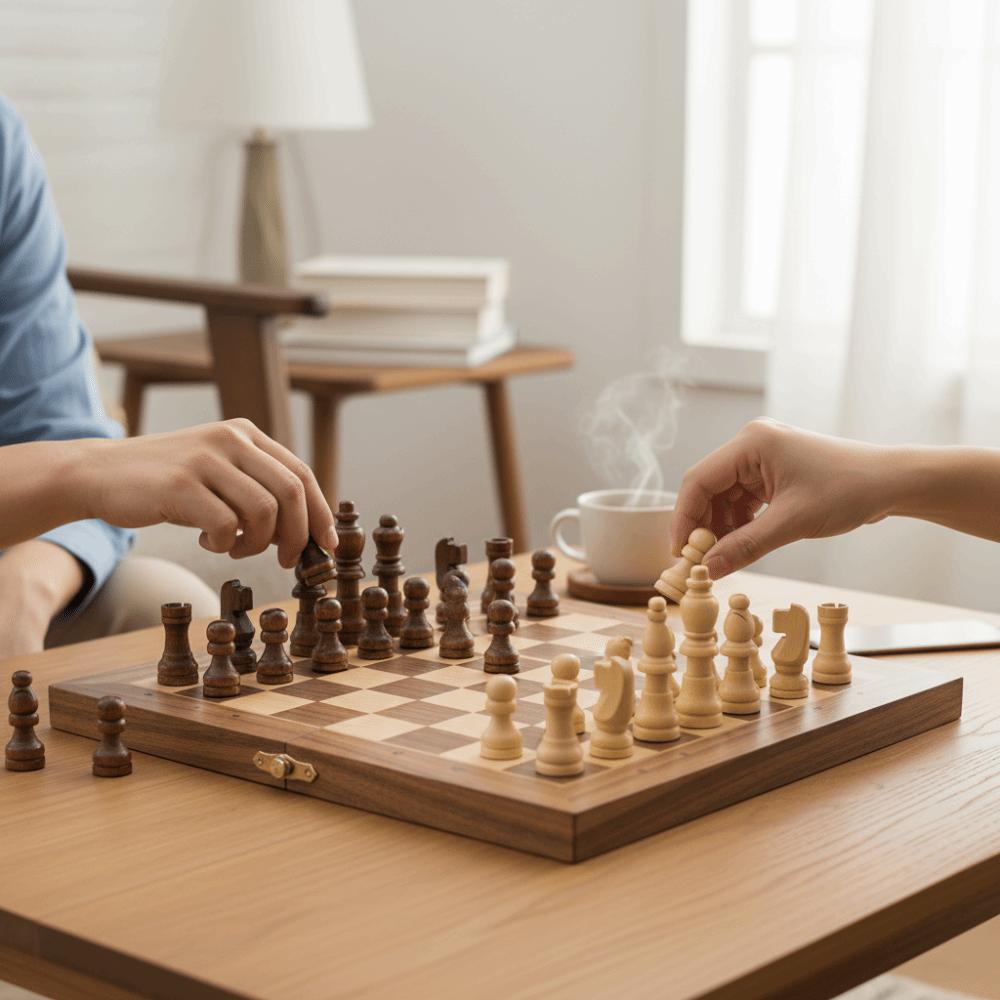 Wooden Material Wooden Chessmen Smooth Finish International Chess Staunton Chess Set Adult