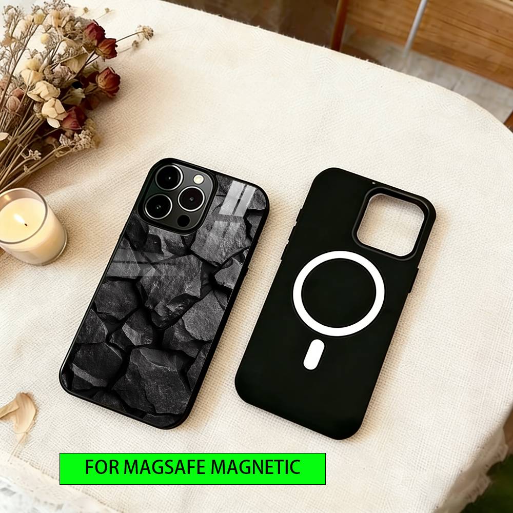 

Минималистичный каменный чехол для телефона для iPhone 17, 16, 15, 14, 13, 12, 11 Plus, Pro, магнитный для Magsafe, беспроводная зарядка iPhone14Pro