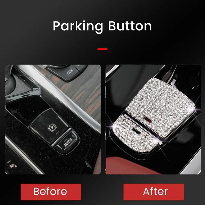 Diamond Steering Wheel Start Button Media iDrive AC Volume Knob Metal Crystal Sticker Accessories for BMW 5 X3 X4 Series
